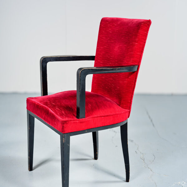 Suite de cinq fauteuils laqués noir, Jacques Adnet (1900-1984), vers 1960, vue 3