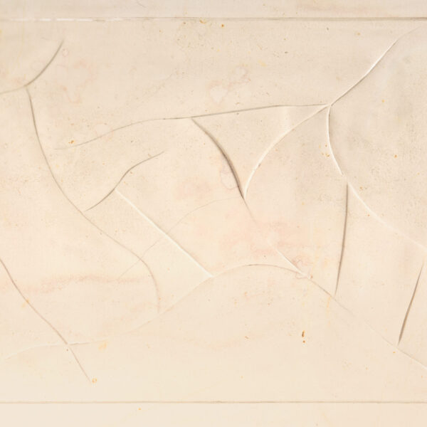 Table basse en travertin et bois, Pablo Reinoso (né en 1955), vers 1986, vue 4