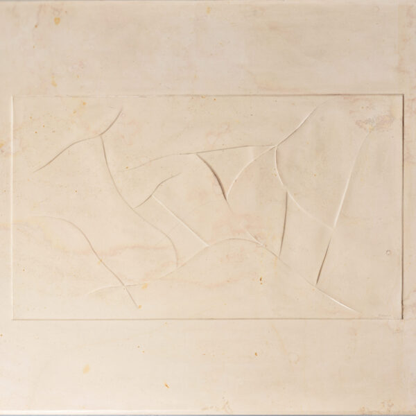 Table basse en travertin et bois, Pablo Reinoso (né en 1955), vers 1986, vue 3