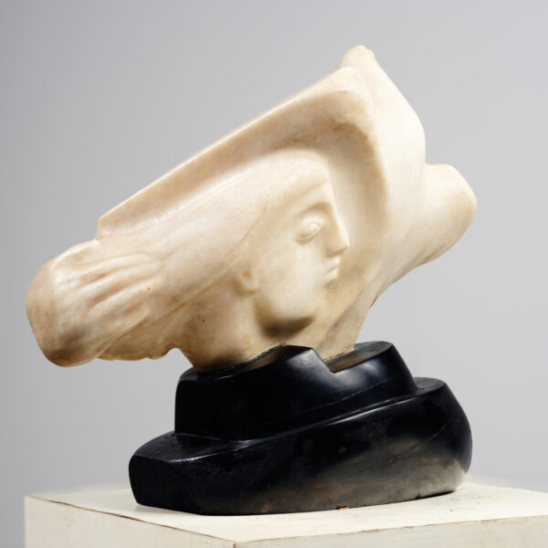 « Femme à l’oiseau » en albâtre, Maurice Lambert (1901-1964), vers 1930, vue 4
