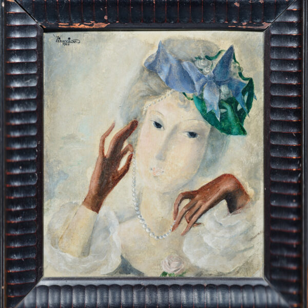 “Élégante femme aux perles”, oil on board, Alexandre Zinoview (1889-1977), circa 1925, view 2