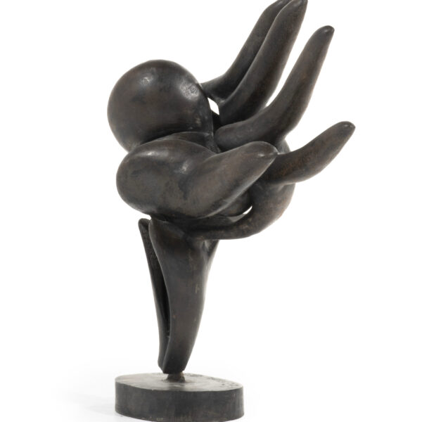 “Main” sculpture in patinated metal, Leonardo Delfino (1928-2022), 1965, view 3