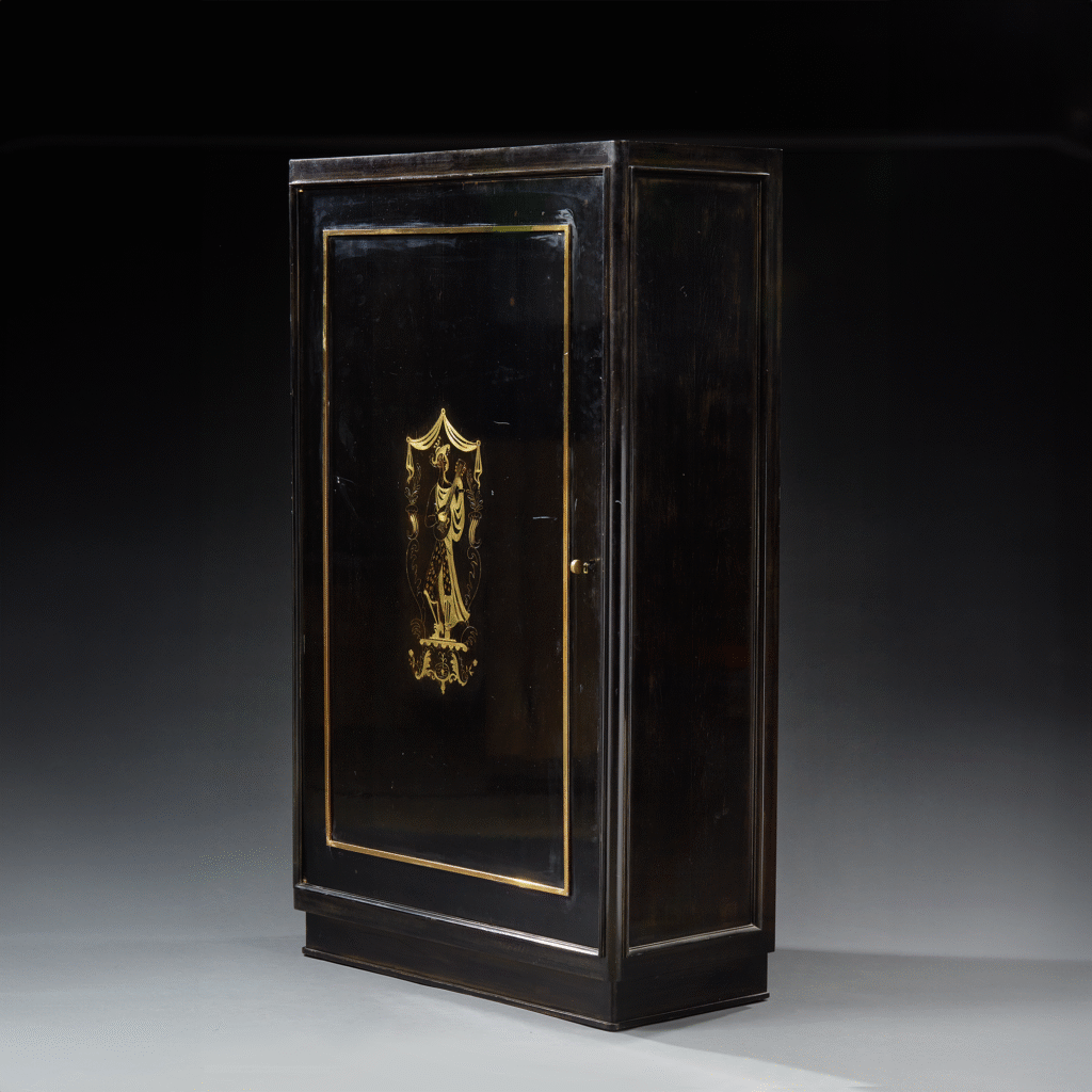 Meuble de rangement laqué noir marqueté, Jean Pascaud (1903-1996), vers 1940