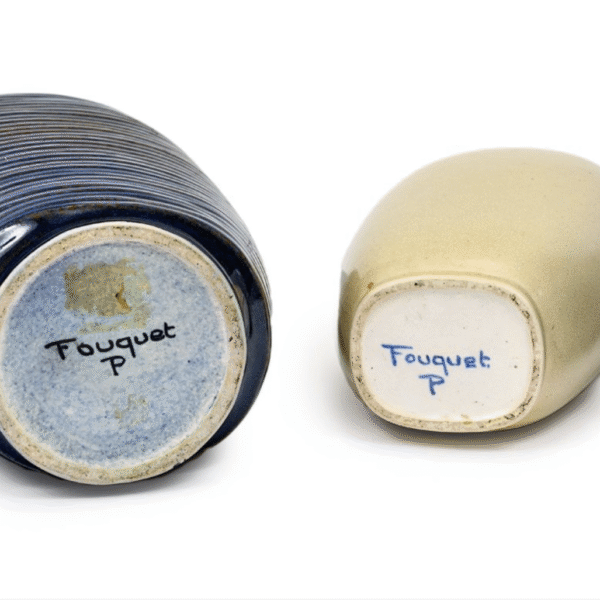 Suite de quatre vases en céramique bleue et crème, Pierre Fouquet (1909-2002), vers 1945, vue 2