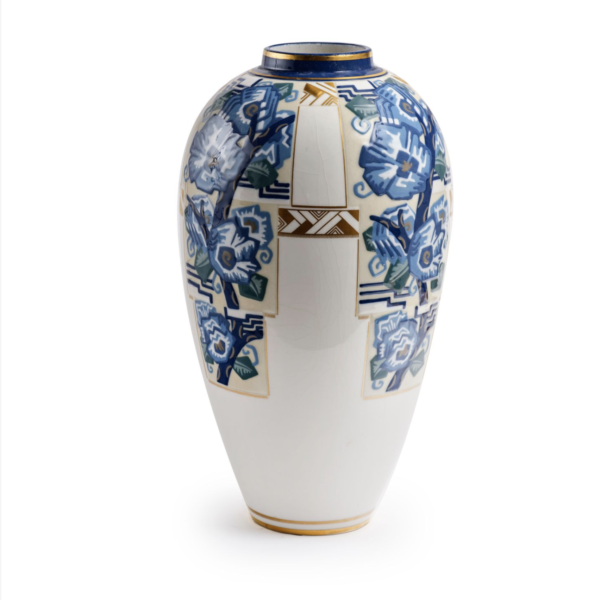 Vase ovoïde en porcelaine bleu et or, Sèvres, décor de Mlle Né, vue 2