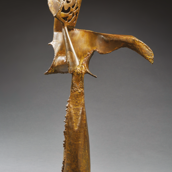 “Femme avec masque”, welded metal sculpture, James Metcalf (1925-2012), circa 1960, view 2