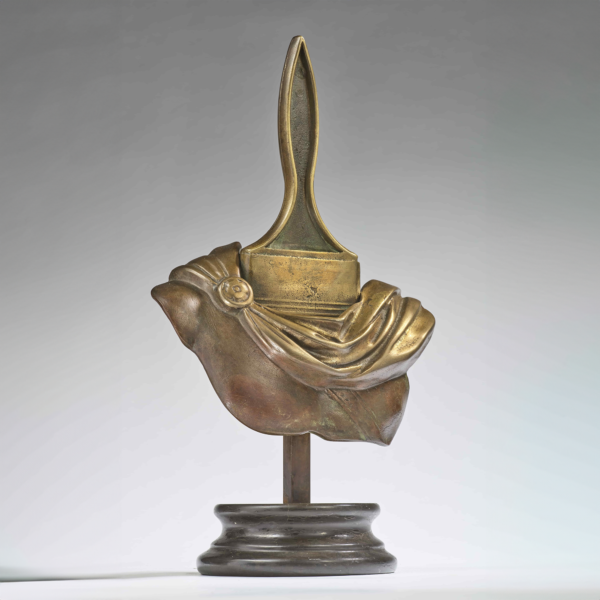 Andrey Lekarski buste stylisé bronze drapé pinceau base marbre 1992 signé H. 37 cm