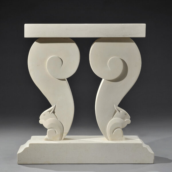 Dining table in lumachelle marble, French work, circa 1925, view 3