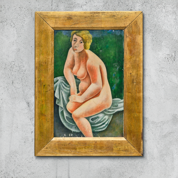 Wilhelm Schmid Portrait de Gertrude Stein huile sur panneau vers 1920 signé