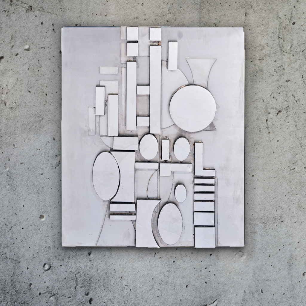 Midaform « Anou » en acier et bois peint, Michel Degand (1934-2021), 1978