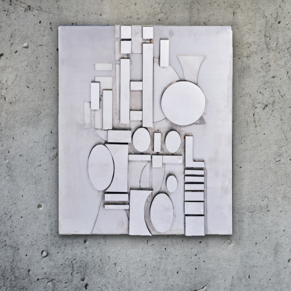 Michel Degand Midaform Anou acier inox bois peint 1978 signé édition 4/6