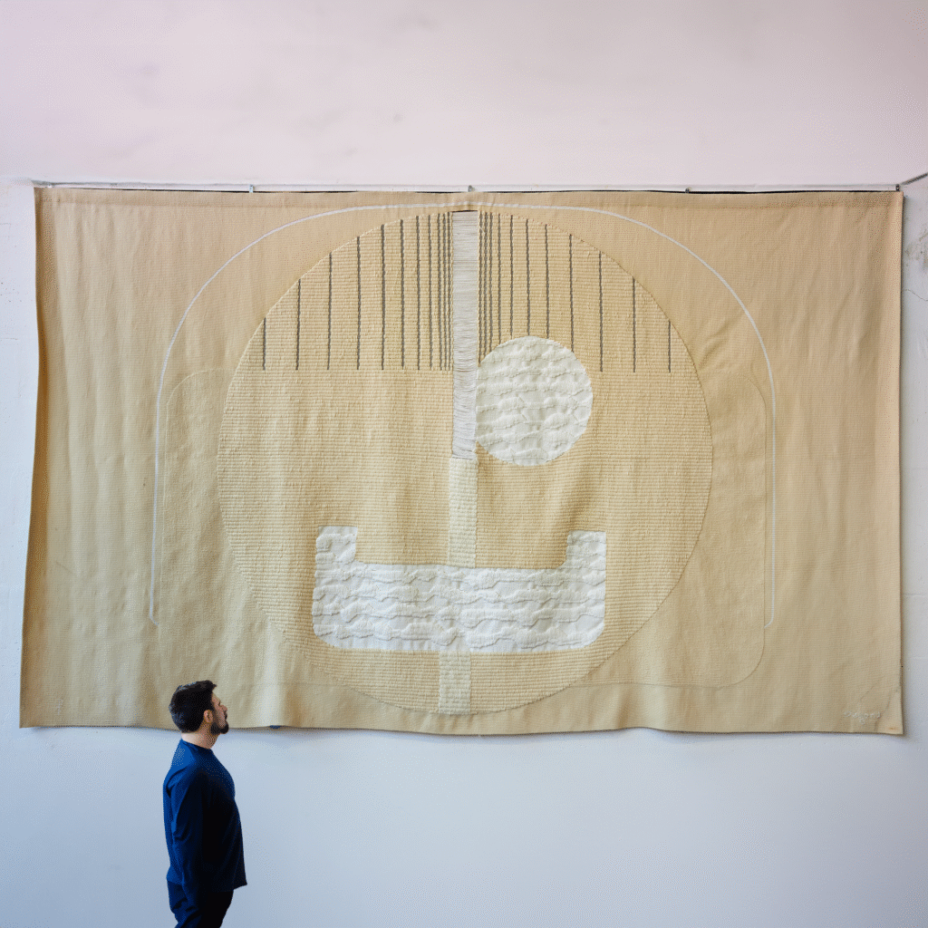 Tapisserie en laine et soie, Michel Degand (1934-2021), vers 1975