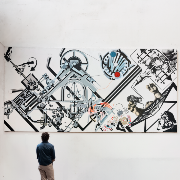 Roland Michenet acrylique mine de plomb sur toile vers 1967 1968 provenance Daniel Cordier