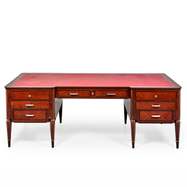 Maison Dominique bureau palissandre plateau cuir siège assorti estampillé vers 1935 1940