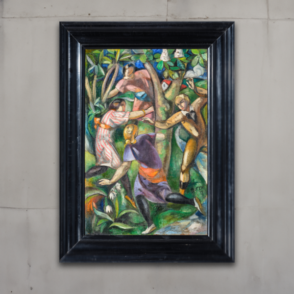André Hofer Jeux d’enfants huile sur toile 1912 signé daté Hofer 12