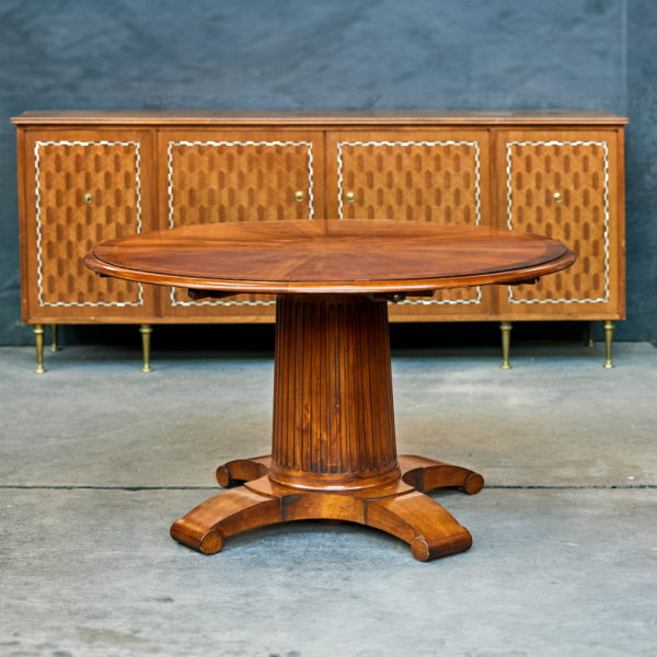 Alfred Porteneuve att à. table salle à manger ronde bois plaqué laqué système à rallonges vers 1940