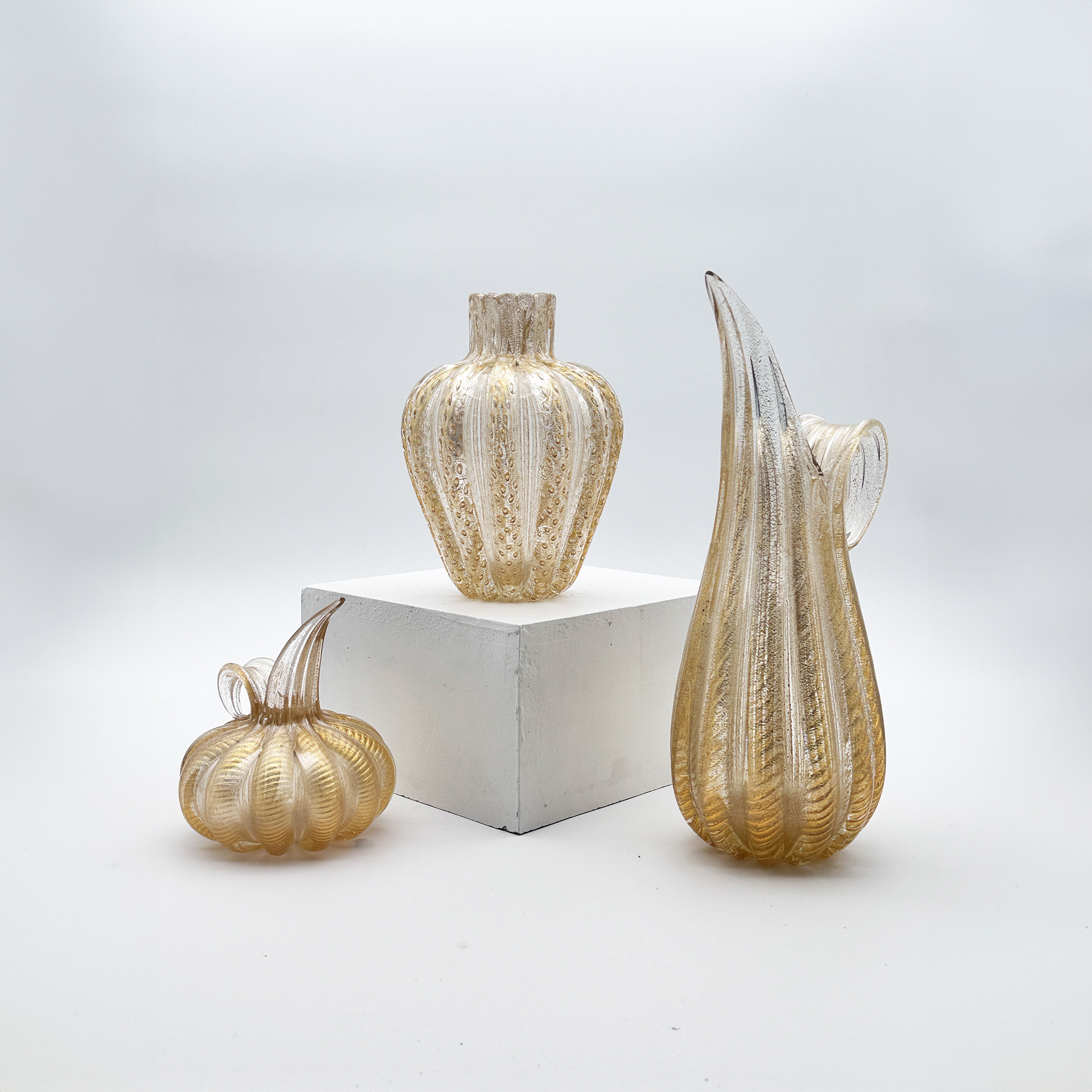 Vase Cordonato oro Barovier e Toso verre soufflé incrustation feuilles d’or ca. 1952