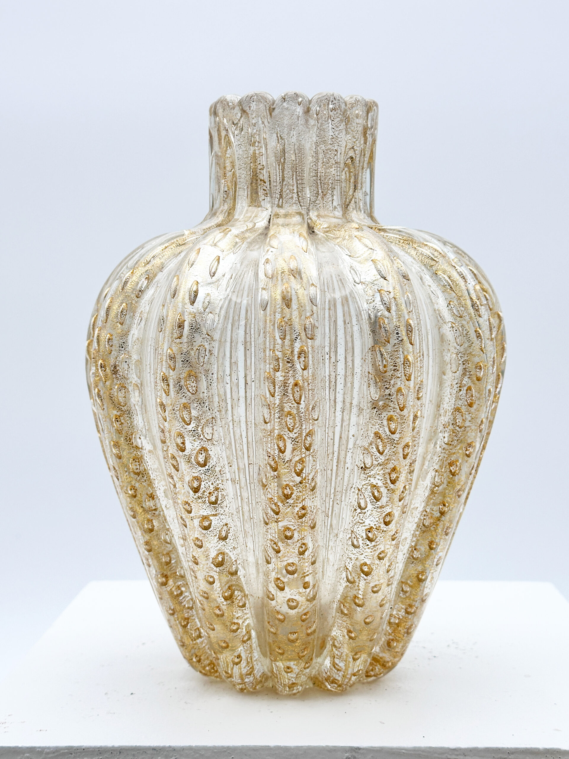 Vase Cordonato oro Barovier e Toso verre soufflé incrustation feuilles d’or ca. 1952