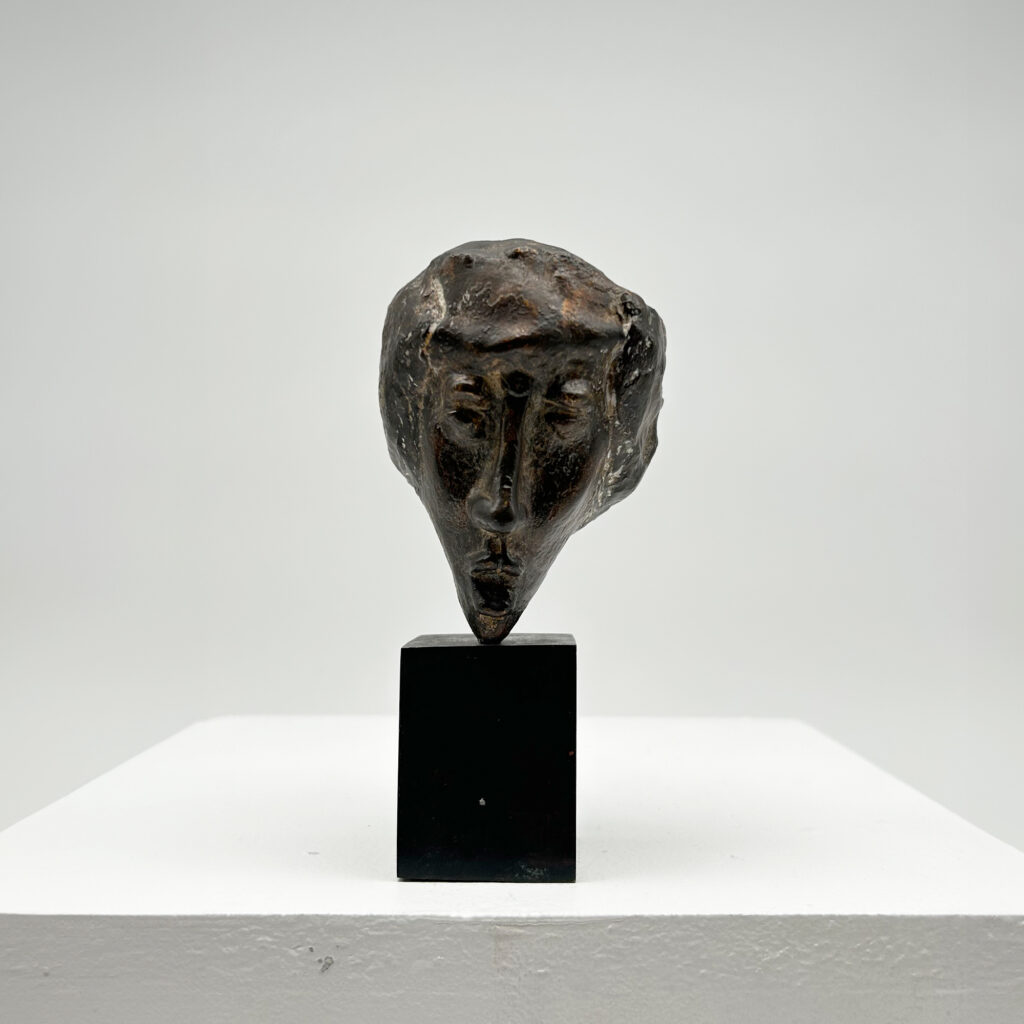 Calabrian mask in patinated bronze, Gualtiero Busato (1941-2025), 1977