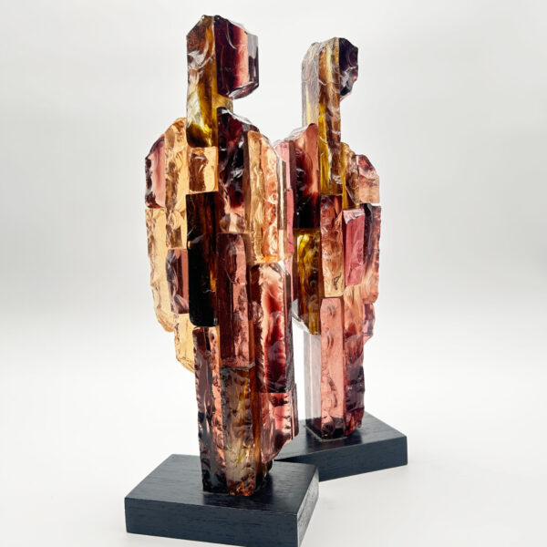 Paire de sculptures en verre mauve, Josette Rispal (née en 1946), vue 2