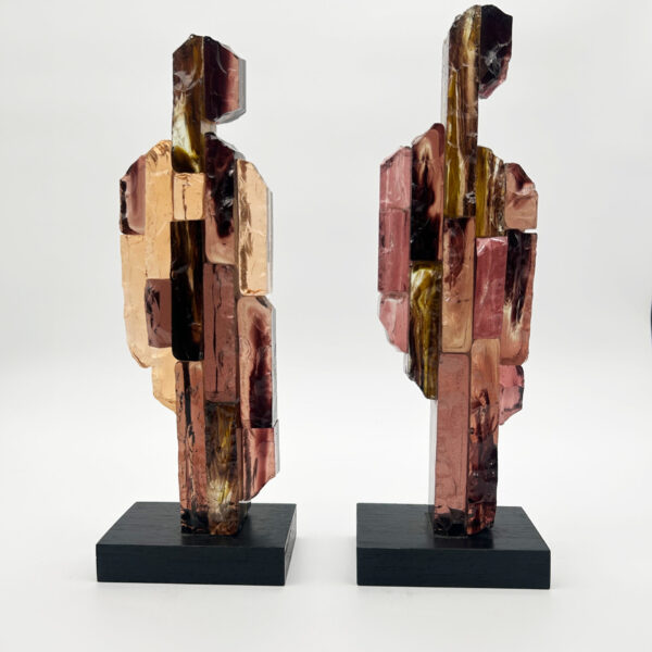 Paire de sculptures en verre mauve, Josette Rispal (née en 1946), vue 3