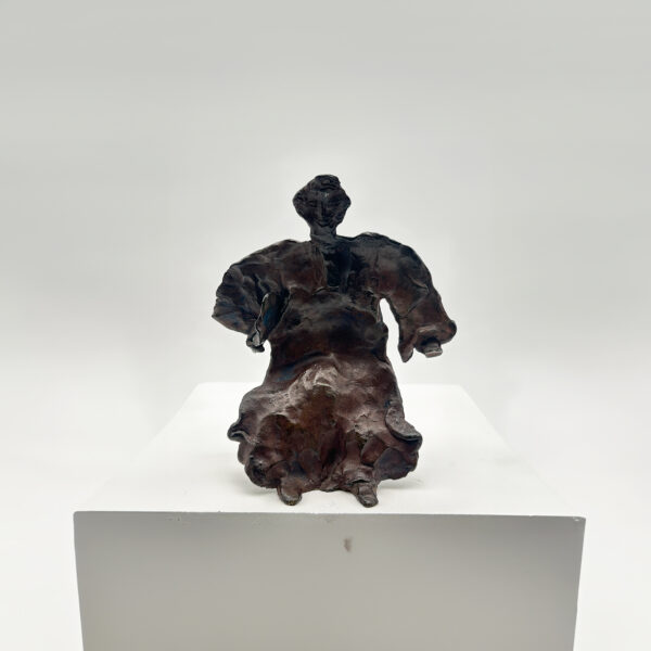 Josette Rispal sculpture bronze patine marron personnage assis Susse Paris H. 18,5 cm