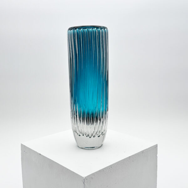 Vase verre soufflé bleu-vert Bolle d’aria ca. 1960 H. 28 cm