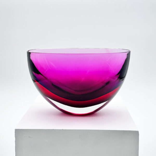 Grande coupe Sommerso Flavio Poli Veronese verre soufflé dégradé violet ca. 1954 modèle 9830