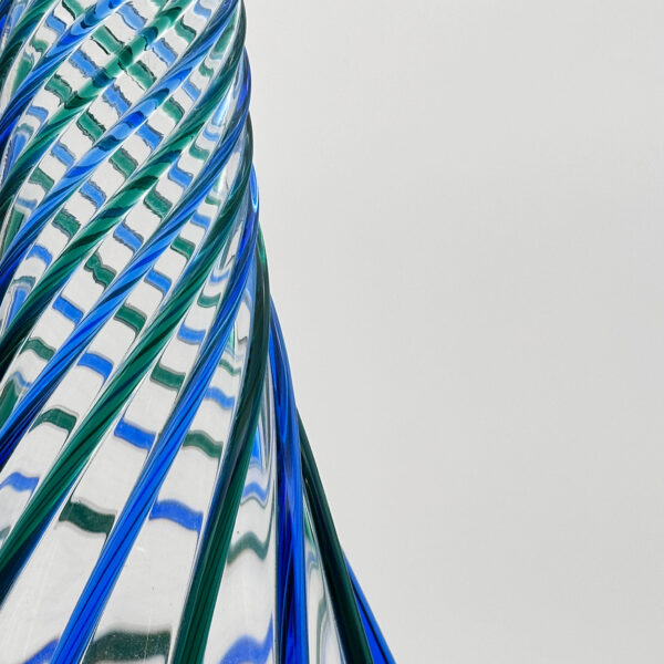 Grand vase en verre soufflé à bandes vertes et bleues, Archimede Seguso (1909-1999), vue 3