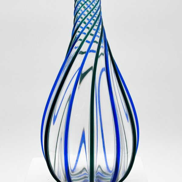 Grand vase en verre soufflé à bandes vertes et bleues, Archimede Seguso (1909-1999), vue 2