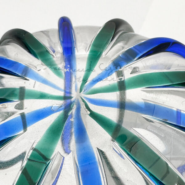 Grand vase en verre soufflé à bandes vertes et bleues, Archimede Seguso (1909-1999), vue 4