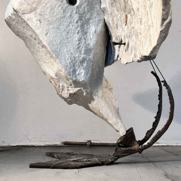 Sculpture no. 233 in Carrara marble and steel, François Weil (b. 1964), 1991, view 2