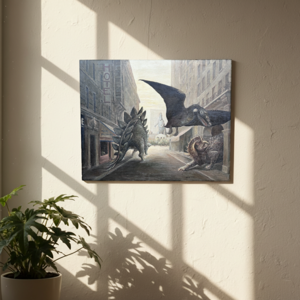 Olivier O. Olivier La Rue Delambre 100 M d’années avant J.-C. huile sur toile 1971 signée