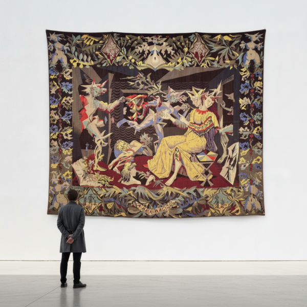 Lucien Coutaud La Main magique tapisserie Aubusson 1944 ateliers Pinton Frères commande CAF signée Coutaud CAF PF