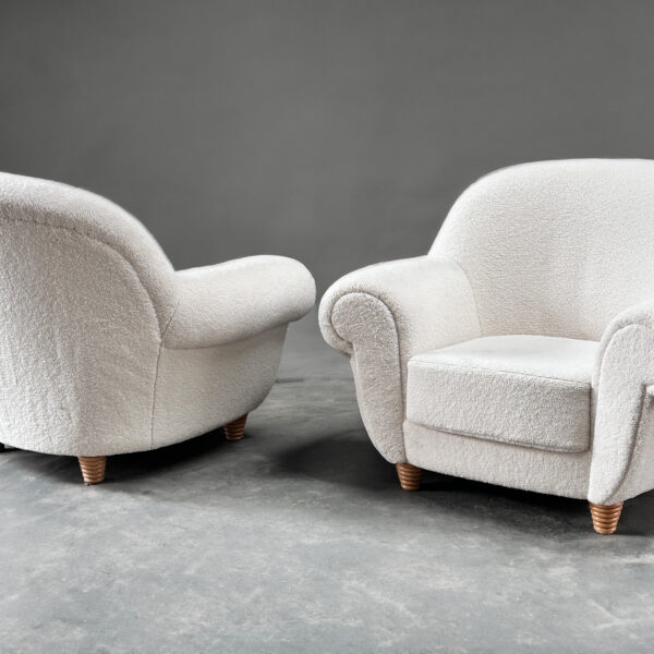 Pair of armchairs with curved backs in the manner of André Groult, French work, circa 1935, view 2