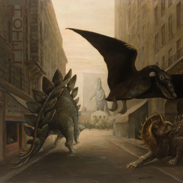 « La Rue Delambre », huile sur toile, Olivier O. Olivier (1931-2011), 1971, vue 2