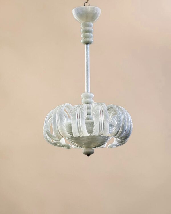 Suspension florale en verre lattimo et pulegoso pour Venini, vers 1935