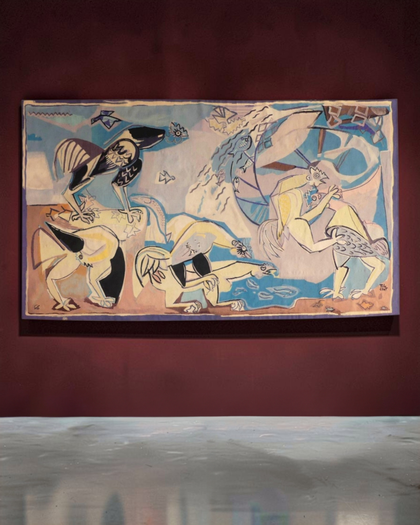 Tapisserie d’Aubusson « Le Combat de coqs »