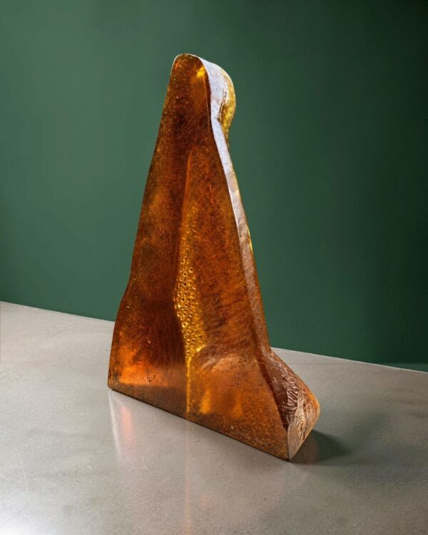 Sculpture « Oiseau » en verre ambré, 1990, vue 3
