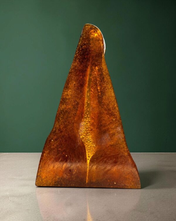 Sculpture « Oiseau » en verre ambré, 1990, vue 4