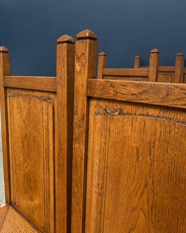 Set of eight neo-Gothic chairs in solid wood, French work, circa 1950, view 5