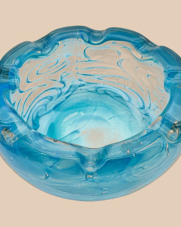 Grand bol « Unica » en verre soufflé bleu clair, A.D. Copier (1901-1991) pour Leerdam, 1958