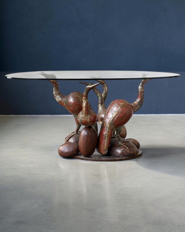 Table de salle à manger sculpturale « Les Quatre Oiseaux », René Broissand (1928-2019), 1976