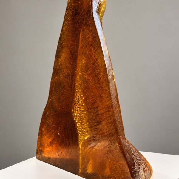 Sculpture « Oiseau » en verre ambré, Jaromír Rybák (né en 1952), 1990, vue 3