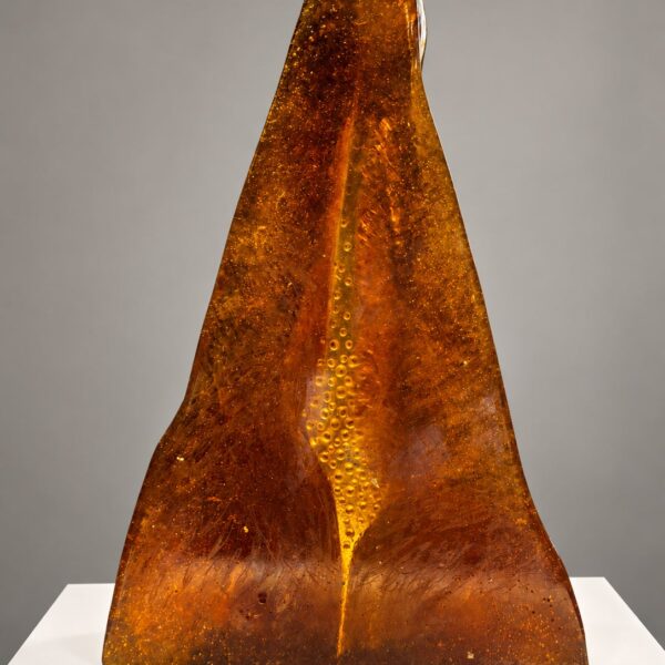 Sculpture « Oiseau » en verre ambré, Jaromír Rybák (né en 1952), 1990, vue 4