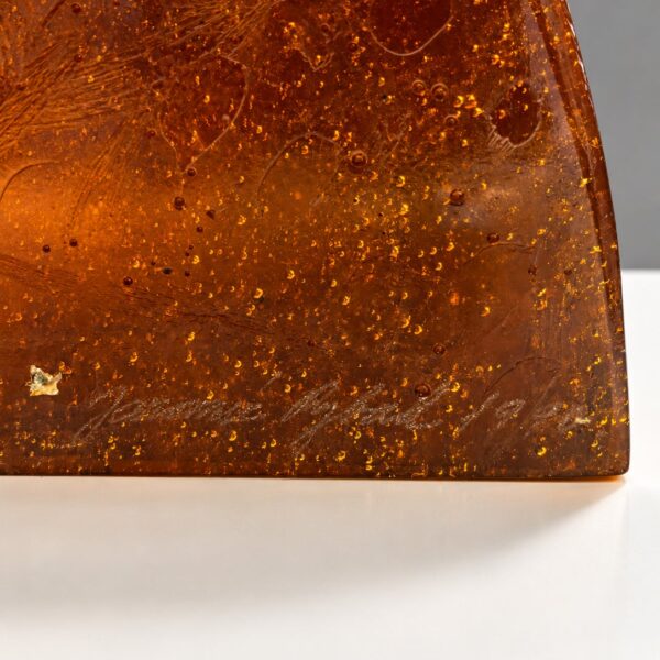Sculpture « Oiseau » en verre ambré, Jaromír Rybák (né en 1952), 1990, vue 5