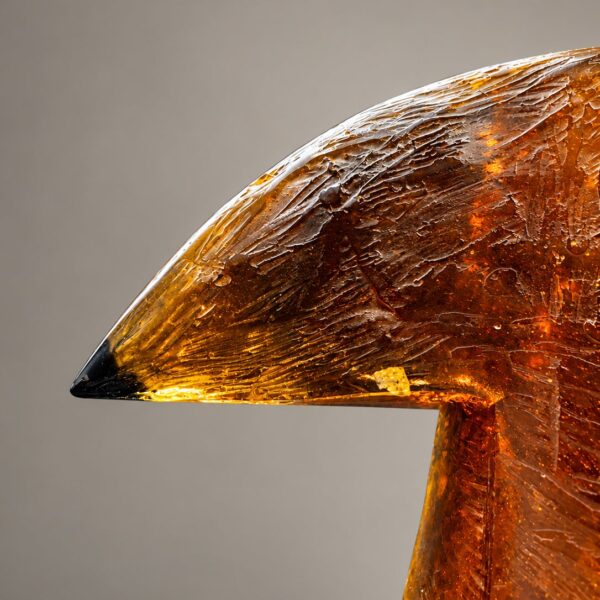 Sculpture « Oiseau » en verre ambré, Jaromír Rybák (né en 1952), 1990, vue 6