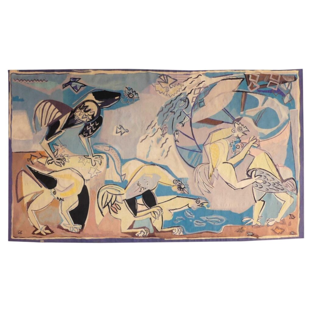 Tapisserie d’Aubusson « Le Combat de coqs », Pierre Tal-Coat (1905-1985)