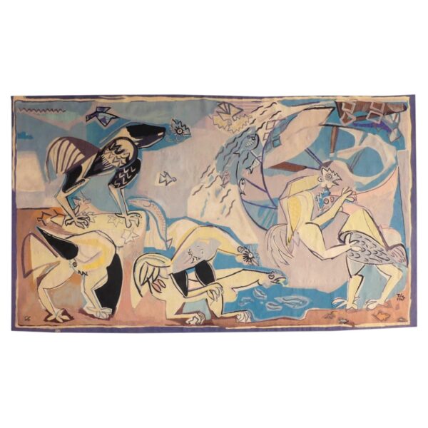 Tapisserie d’Aubusson « Le Combat de coqs », Pierre Tal-Coat (1905-1985)