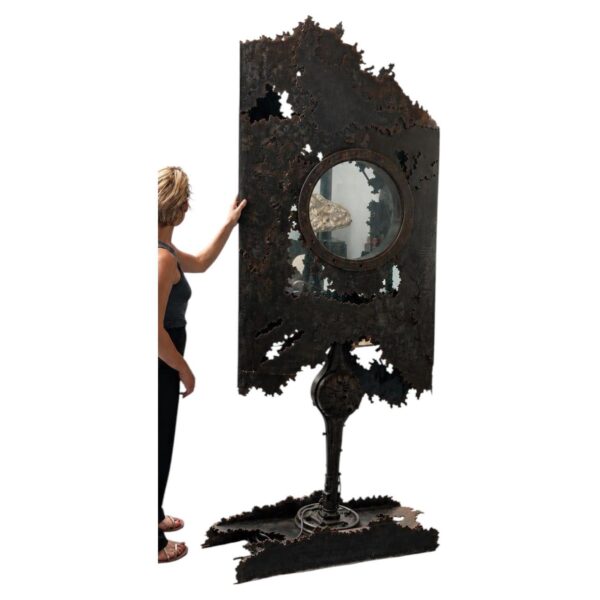 Sculptural aquarium in cut steel, Jean-François Buisson, circa 2000